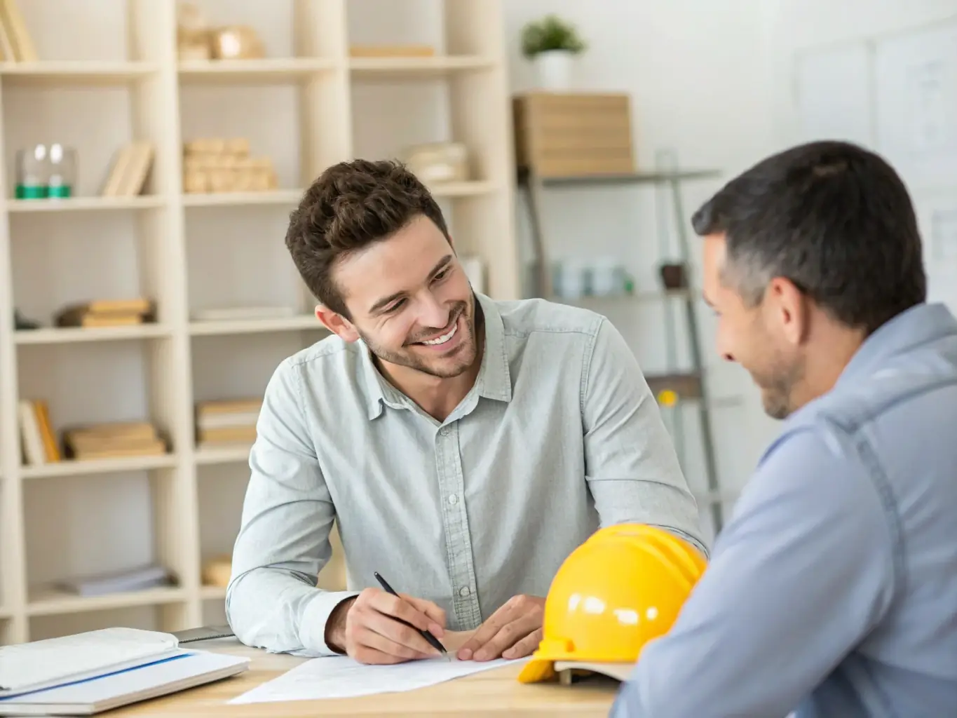 A professional team assisting a client with their contractor rental needs, emphasizing the personalized service and support provided by Real Boogie Nights.